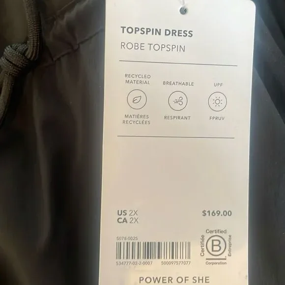 - NWT Athleta Topspin Dress. Black. 2X - Picture 9 of 9